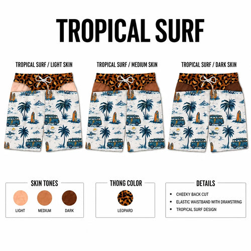 BunsOutCo Tropical Surf prank swim trunks