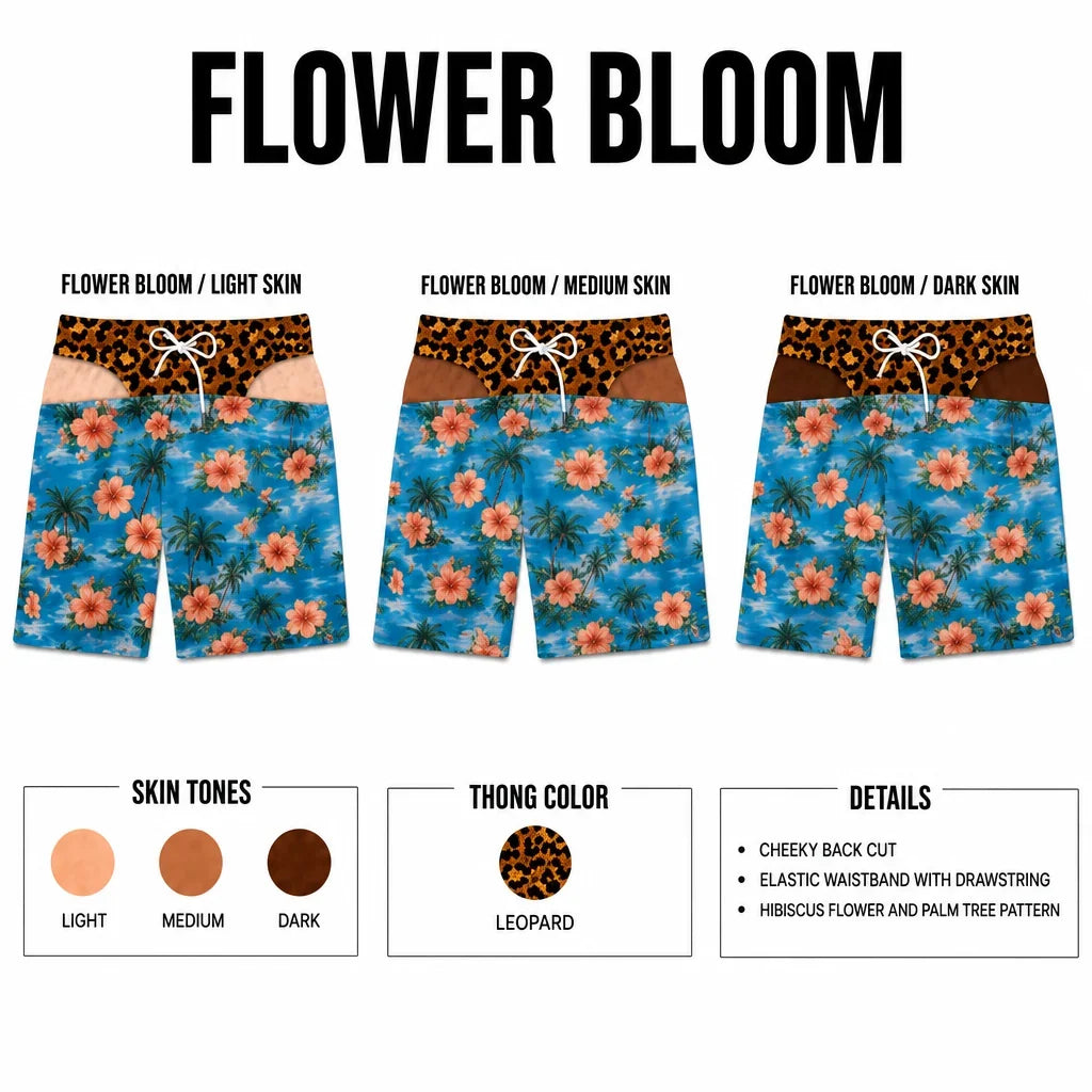 BunsOutCo Flower Bloom prank swim trunks